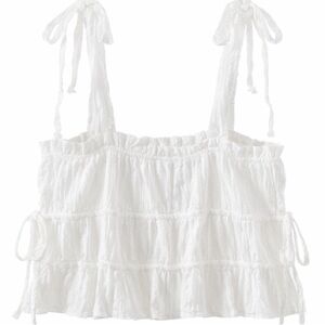 White Ruffled Crop Top